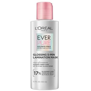lot 10345 image: LOreal Paris Glossing Lamination Hair Mask with Glycolic Acid, Hair Treatment for Lasting Shine and Smoothness for Dull, Dry Hair, EverPure, 5.1 Fl Oz
