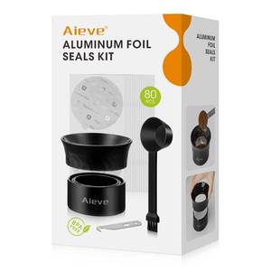 lot 10348 image: Aieve Reusable Vertuo Capsule Kit Compatible with Nespresso Pods Vertuo Include 80 pcs Aluminum Foil Seals Lid, Pod Holder, Coffee Spoon and Lid Opener