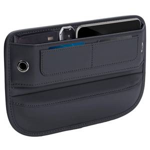 lot 10355 image: Premium Leather Car Seat Gap Filler Organizer, Universal Fit Car Accessories for WomenMen Interior, Car Center Console Organizer with Card Slots for Car Suv Truck (Black, 1 Pack)