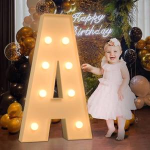 lot 10368 image: A 3FT Marquee Light Up Letters, Large Marquee Letters A for Party Decorations, Big Baby Letters for Baby Shower Birthday Party Decor Wedding Engagement, Mosaic Letters for Balloons Pre-Cut DIY Foamboard