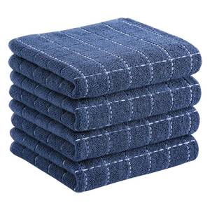 lot 10380 image: Homaxy 100percent Cotton Terry Kitchen Towels(Navy Blue, 13 x 28 inches), Checkered Designed, Soft and Super Absorbent Dish Towels, 4 Pack
