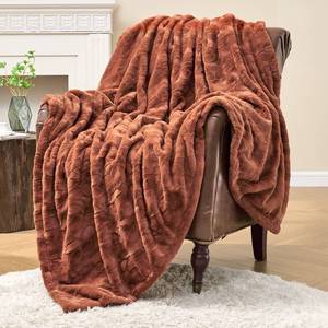 lot 10386 image: Krifey Faux Fur Throw Blanket, Super Soft Cozy Blanket, Luxury Fluffy Blanket Warm Bed Throw, Plush Christmas Blanket Gift for Women, Camel 50in x 60in