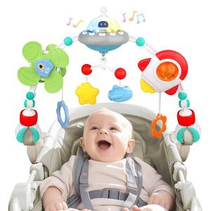 lot 10394 image: qesfir Musical Baby Stroller Arch Toys, Travel Car Seat Toys, Baby Play Arch Crib Accessory Toys, Mobile for Bassinet, Pram Activity Arch Bar Toys for Babies Infants