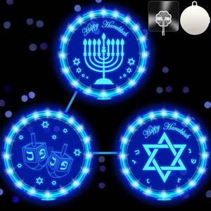 lot 10408 image: gisgfim 6.3 Inch 3 in 1Hanukkah Window Lights Hanging Blue Chanukah Lights Chanukah Party Decorations Menorah Star of David Chanukah Lights for Jewish Celebration Indoor Outdoor Decor Home