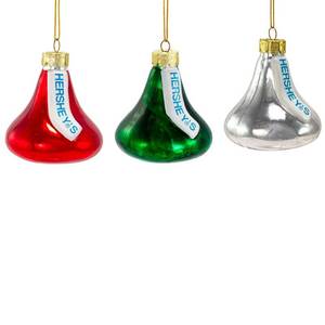 lot 10416 image: Kurt Adler Hershey Kisses Glass Set, Christmas Ornament