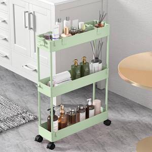 lot 10418 image: SPACELEAD Slim Storage Cart 3 Tier,Bathroom Organizer Rolling Utility,Mobile Shelving Unit Slide Out for Office, Kitchen, Laundry Room and Narrow PlacesGreen