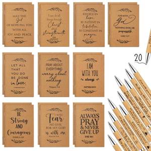 lot 10421 image: Fuutreo 40 Pcs Christian Gift Bible Verse Prayer Journals Bible Pens Inspirational Religious Notebook Mini Scripture Pocket Notepad Valentines Day Gifts for Church Favors Men Women (Classic Style)