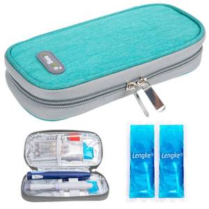 lot 10424 image: YOUSHARES Insulin Cooler Travel Case TSA Approved Medication Diabetic Supplies Cooler For Travel Refrigerated Medicine Organizer Bag With 2 Ice Pack