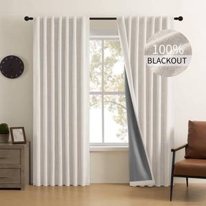 lot 10460 image: CUCRAF Linen 100percent Blackout Curtains 72 Inch Length 2 Panels Set, Back Tab and Rod Pocket Curtain for Living Room Bedroom, Room Darkening Window Drapes Thermal Insulated, (37x72 inch, Greyish White)