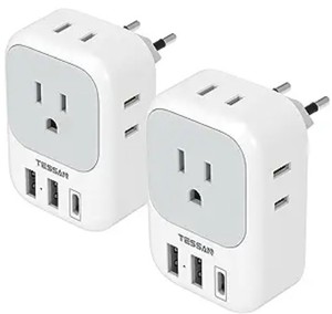 lot 2177 image: Tessan Type C Travel Adapter, 2 Pack