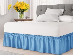 lot 2194 image: CGK Linens Full Sized Bed Skirt In Light Blue