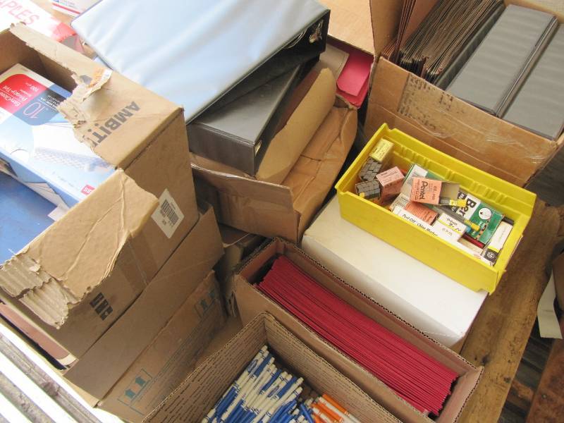 lot 357 image: Pallet Full of Office Supplies , Copying Paper, Folders , Envelopes, Pens , Pencils, File Folders