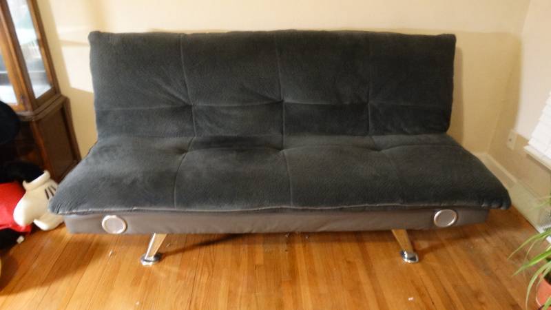 lot 745 image: Very nice modern futon- sofabed w built in speakers