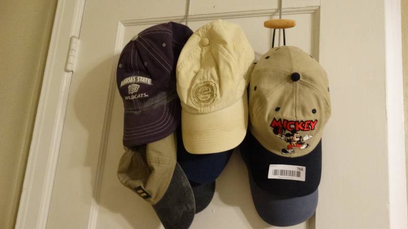 Lot Of Various Ball Caps Over The Door Hat Rack Wichita