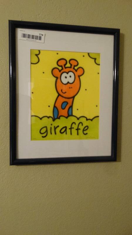 lot 774 image: Framed Giraffe wall art- Signed by artist