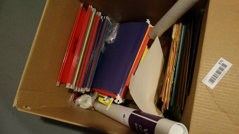 lot 970 image: Box of office supplies