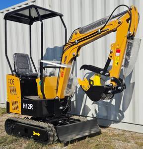 lot 1445 image: Unused AGT H12R Yellow 1-ton Excavator Crawler Digger 15HP 420cc Gas Engine - Hydrostatic Transmission - Gasoline - With Thumb Clip