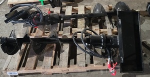 lot 1407 image: Unused - Hydraulic Auger with 12-inch Diameter Bit Mini Skid Steer Attachment