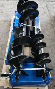 lot 1415 image: Unused - Professional Grade Heavy Duty Construction Skid Steer Hydraulic Auger Set - Skid Steer Attachments Hydraulic System with 9in Auger Bit,12in Auger Bit & 16in Auger Bit
