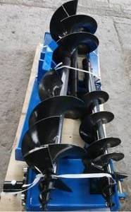 lot 1416 image: Unused - Professional Grade Heavy Duty Construction Skid Steer Hydraulic Auger Set - Skid Steer Attachments Hydraulic System with 9in Auger Bit,12in Auger Bit & 16in Auger Bit