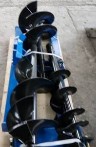 lot 1417 image: Unused - Professional Grade Heavy Duty Construction Skid Steer Hydraulic Auger Set - Skid Steer Attachments Hydraulic System with 9in Auger Bit,12in Auger Bit & 16in Auger Bit