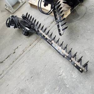 lot 1422 image: Unused Professional Grade Hydraulic Sickle Bar 5Ft Mower Hedge Trimmer Attachment For a 1-3 Ton Mini Excavator