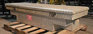 lot 1271 image: Aluminum Diamond Plated Truck Tool Box with Key and Locking Handles - Comes with Mounting Hardware