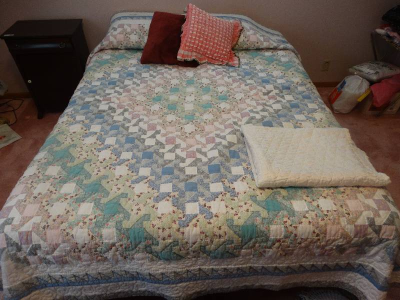 lot 2012 image: Queen Bed - MattressBox Springs, Frame & Bedding included.