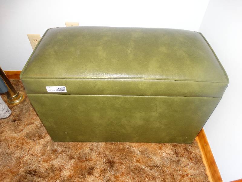 lot 2038 image: Vintage Green HassockBench wcontents.