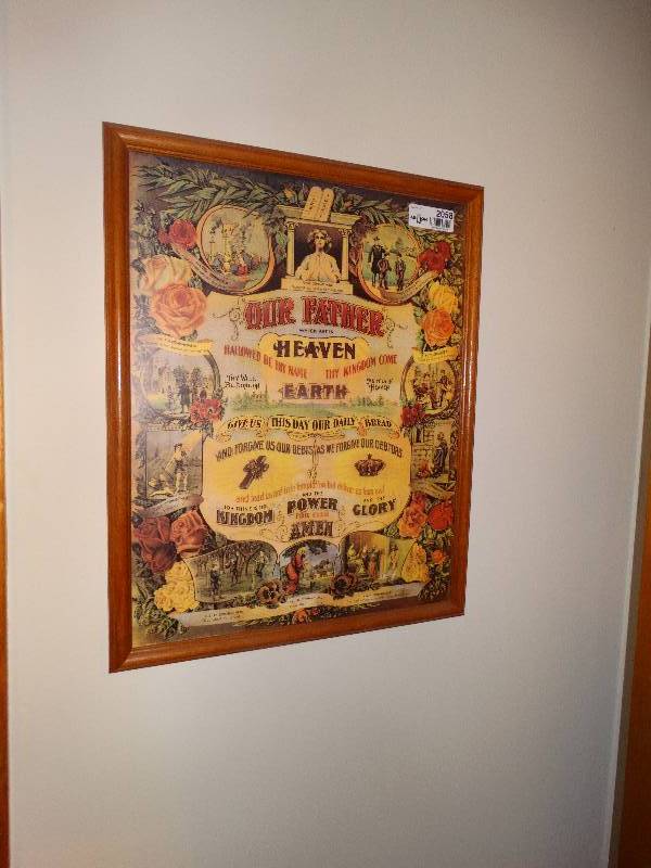lot 2058 image: Lords Prayer & 10 Commandments Print.