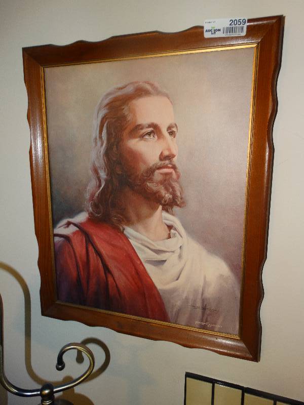 lot 2059 image: Framed Jesus Print - Copyright 1959.