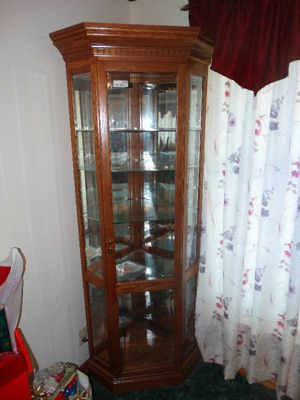 Beautiful Oak Peters Revington Corner Curio Cabinet W Beveled