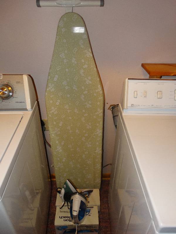lot 2142 image: Ironing Board & 3 Irons.