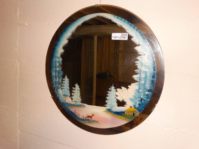 lot 2244 image: Painted Mirror, Barometer, and lot of Vases, Large Print.