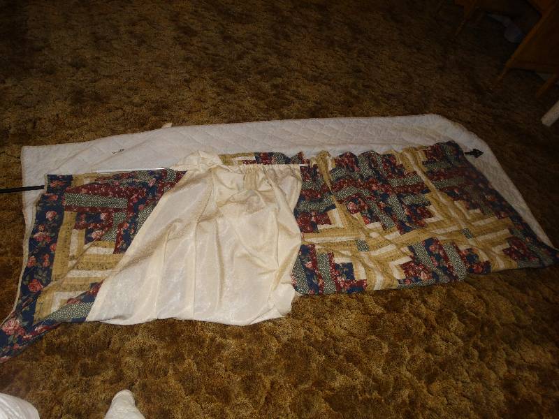 lot 2250 image: Quilt & Panel Curtain - on Curtain Rods.