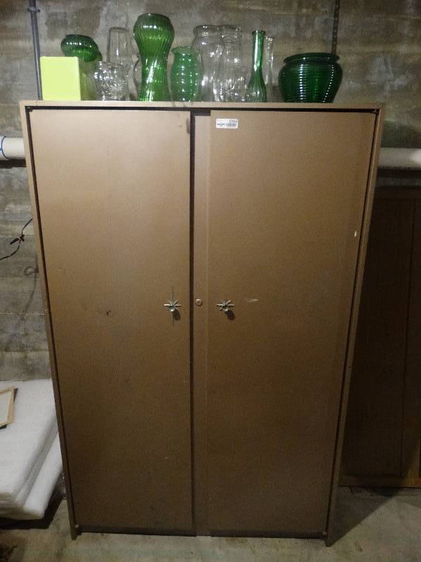 lot 2255 image: Large Metal Storage Cabinet & All Contents.