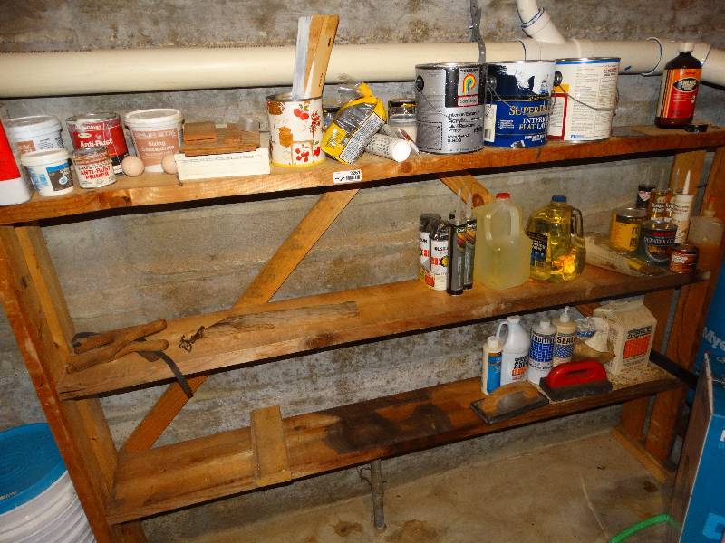 lot 2261 image: Wood Shelf Unit & All Contents.