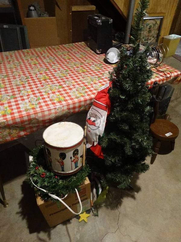 lot 2269 image: Lot of Christmas Decor & 4 ft. Lit Tree.