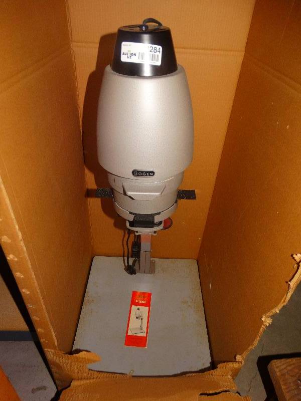 lot 2284 image: Vintage Bogen 67 Special Precision Enlarger - for 6cm x 7cm or Smaller Negatives. In Box wManual. Includes large Kodak Cover.