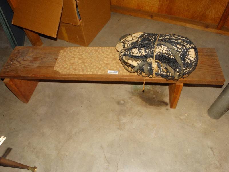 lot 2285 image: Wood Bench & Vintage Volleyball Net.