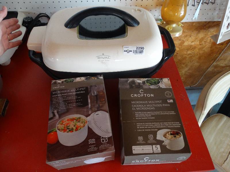 lot 2290 image: Rival Electric Skillet, Microwave Pots in Boxes.