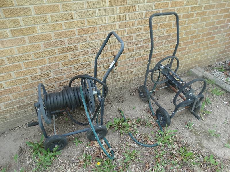 lot 2337 image: 2 hose reels w various hoses