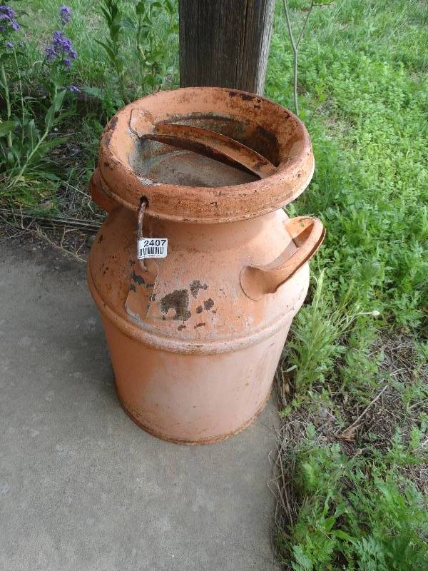 lot 2407 image: Old metal milk can