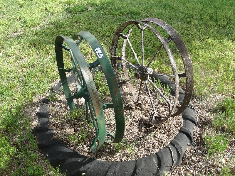 lot 2430 image: 2 old metal wheels