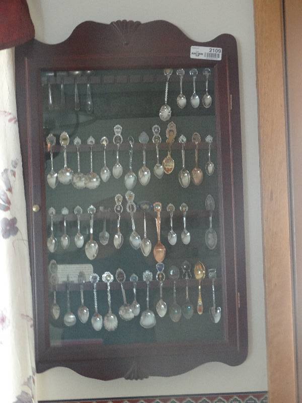 lot 2109 image: Collectible spoon set and cabinet.