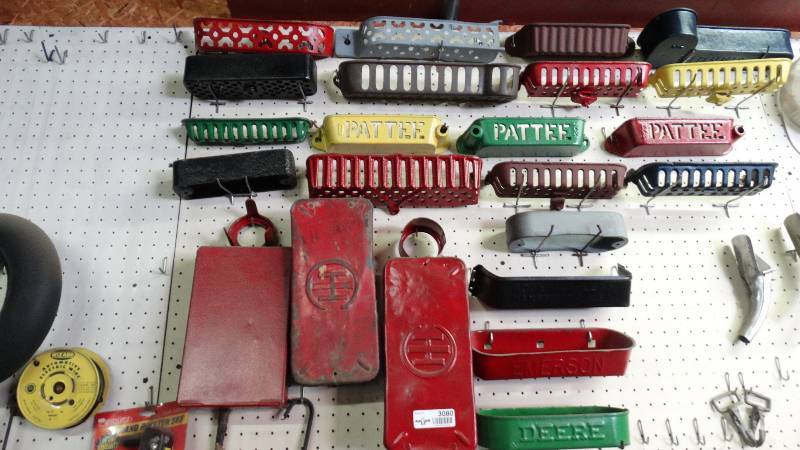 lot 3080 image: Antique farm implement tool boxes.