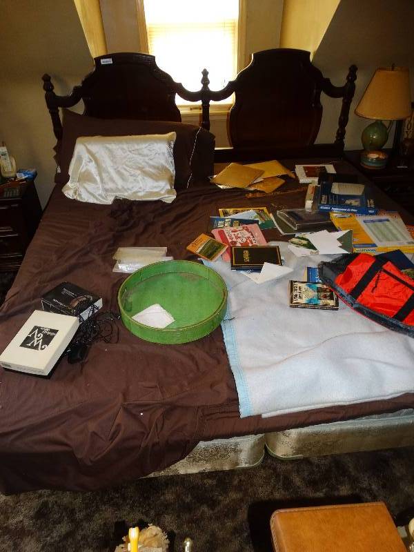 lot 644 image: King size complete bed- Headboard rails mattress & box spring