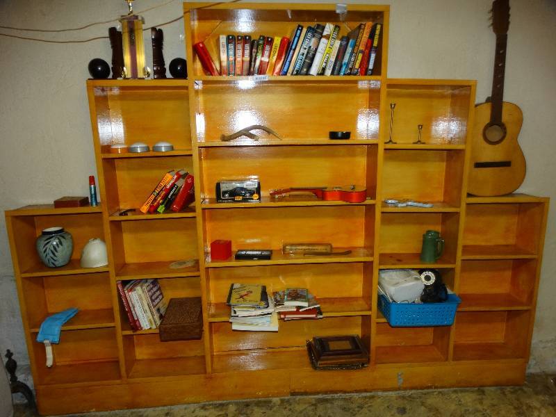 lot 664 image: Custom built wood shelf unit