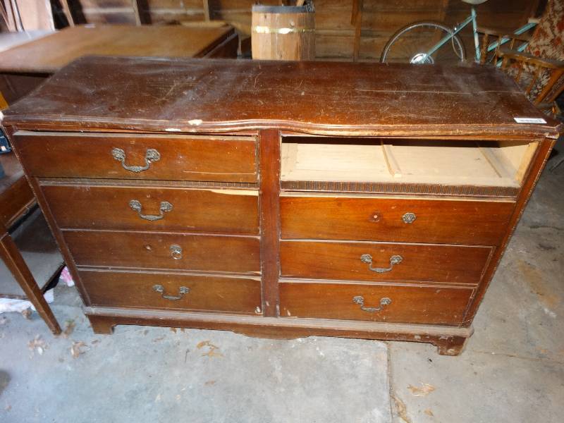 lot 704 image: Old wood dresser