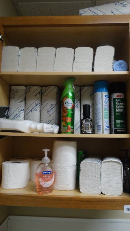 lot 988 image: Toilet paper napkins cleaner in bathroom cabinet